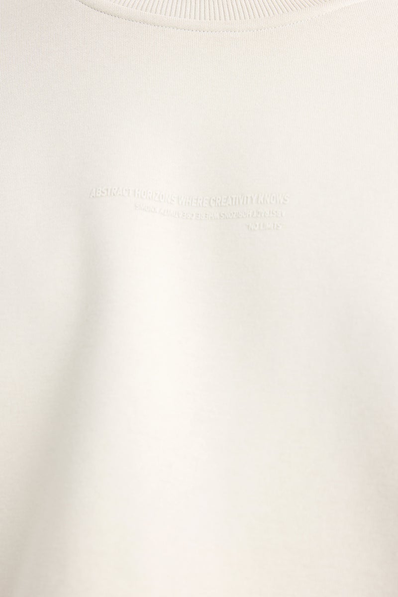 DeFacto Beige Man Boxy Fit Printed Crew Neck Long Sleeve Sweatshirt Casual - Image 5